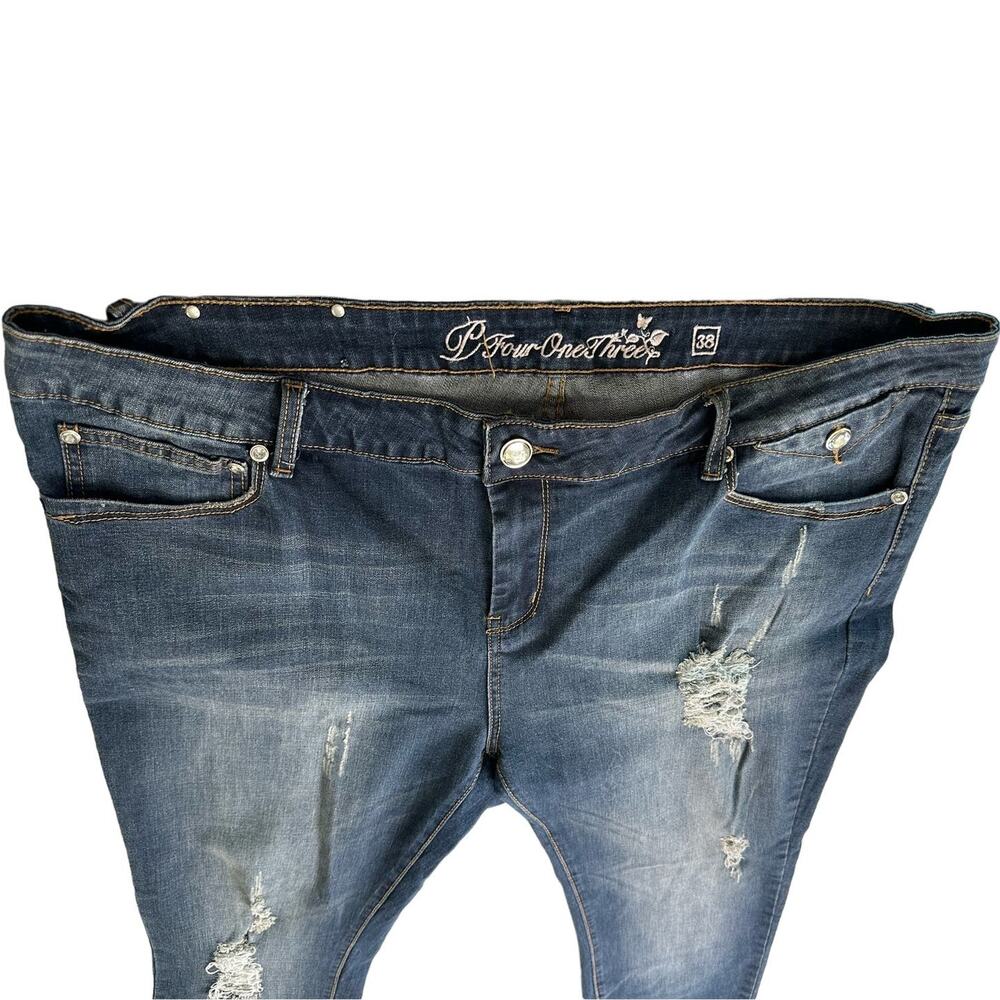 P Four One Three Women's Distressed Straight Leg Stretch Jeans Size 38 - Picture 5 of 14
